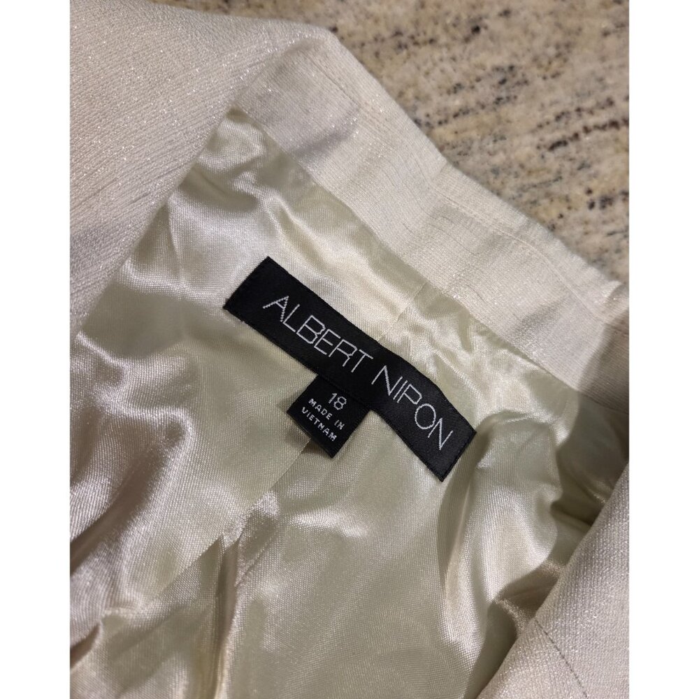 New! Albert Nipon Two Piece Light Green Skirt Set Suit Size 18W Sparkle 3 Button - Picture 11 of 16